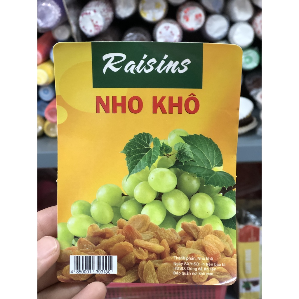 100 cái tem nho khô chữ nhật decan