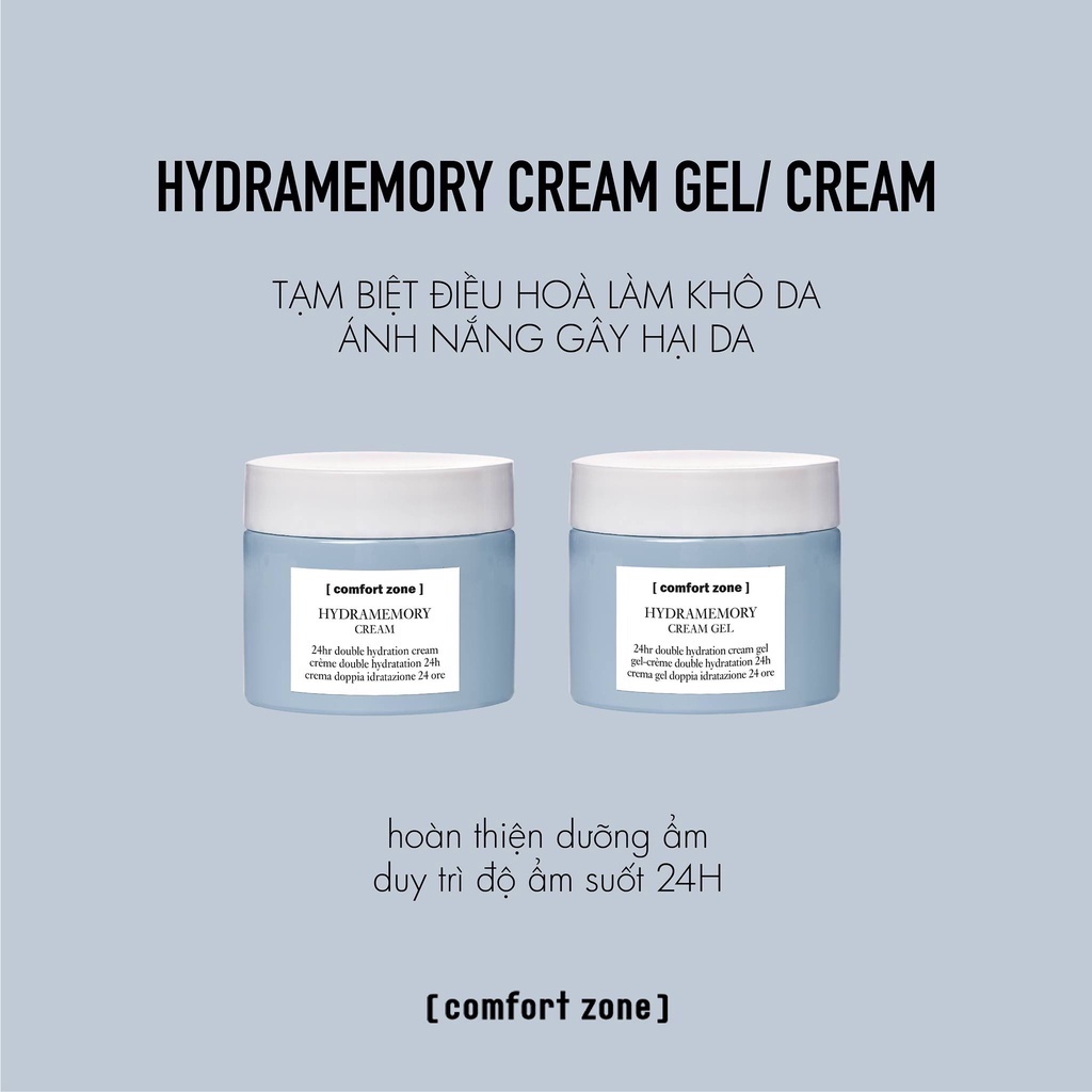 Kem gel tăng cường dưỡng ẩm trong 24 giờ Hydramemory Cream Gel Comfort Zone. Kem gel cấp ẩm cho da khô, da thiếu nước.