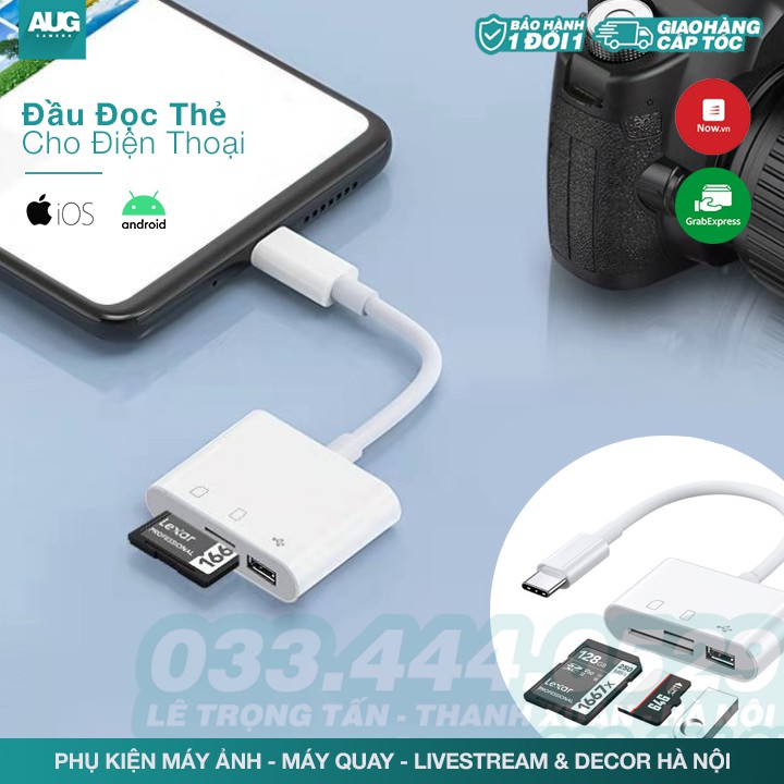 Đầu đọc thẻ nhớ SD, Micro, USB dành cho điện thoại Android &amp; IOS, Macbook - AUG Camera &amp; Decor Hà Nội