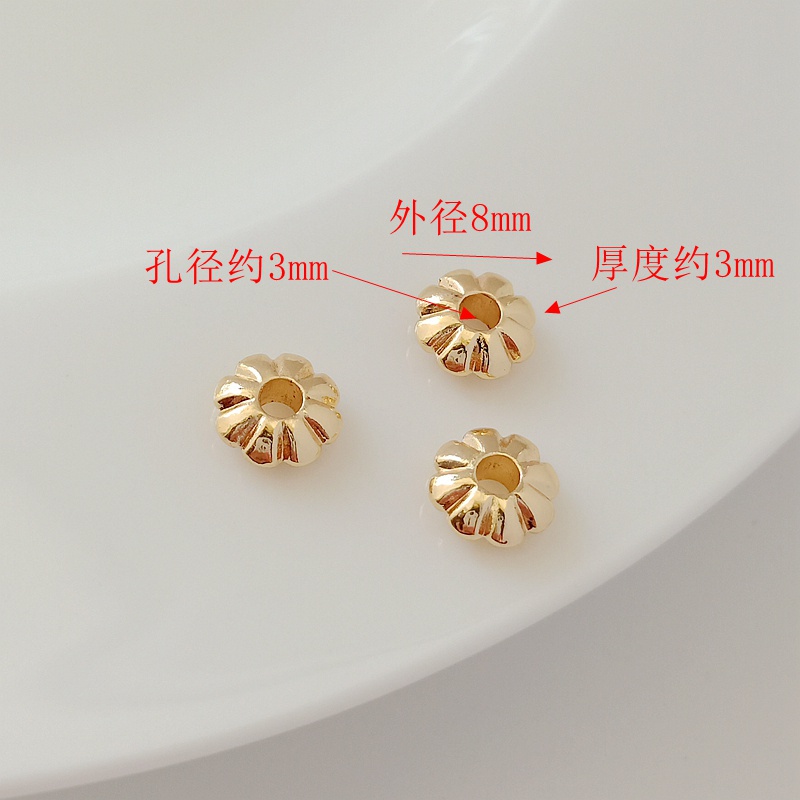 10 Hạt Xỏ Lỗ 14K Màu Vàng Đồng 8*3mm Dùng Làm Trang Sức Thủ Công