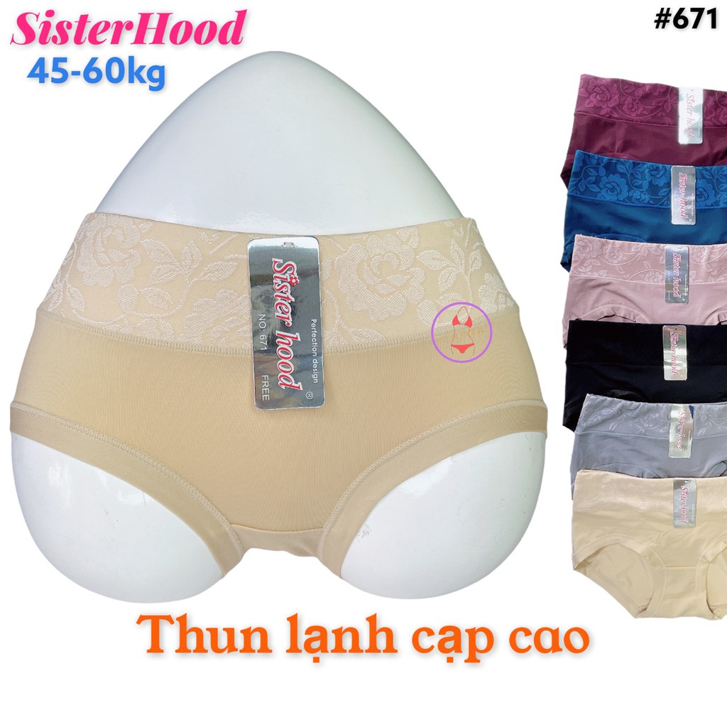 Quần lót Thái Lan cạp cao phối họa tiết chất thun lạnh dày dặn cao cấp FreeSize 45-60kg