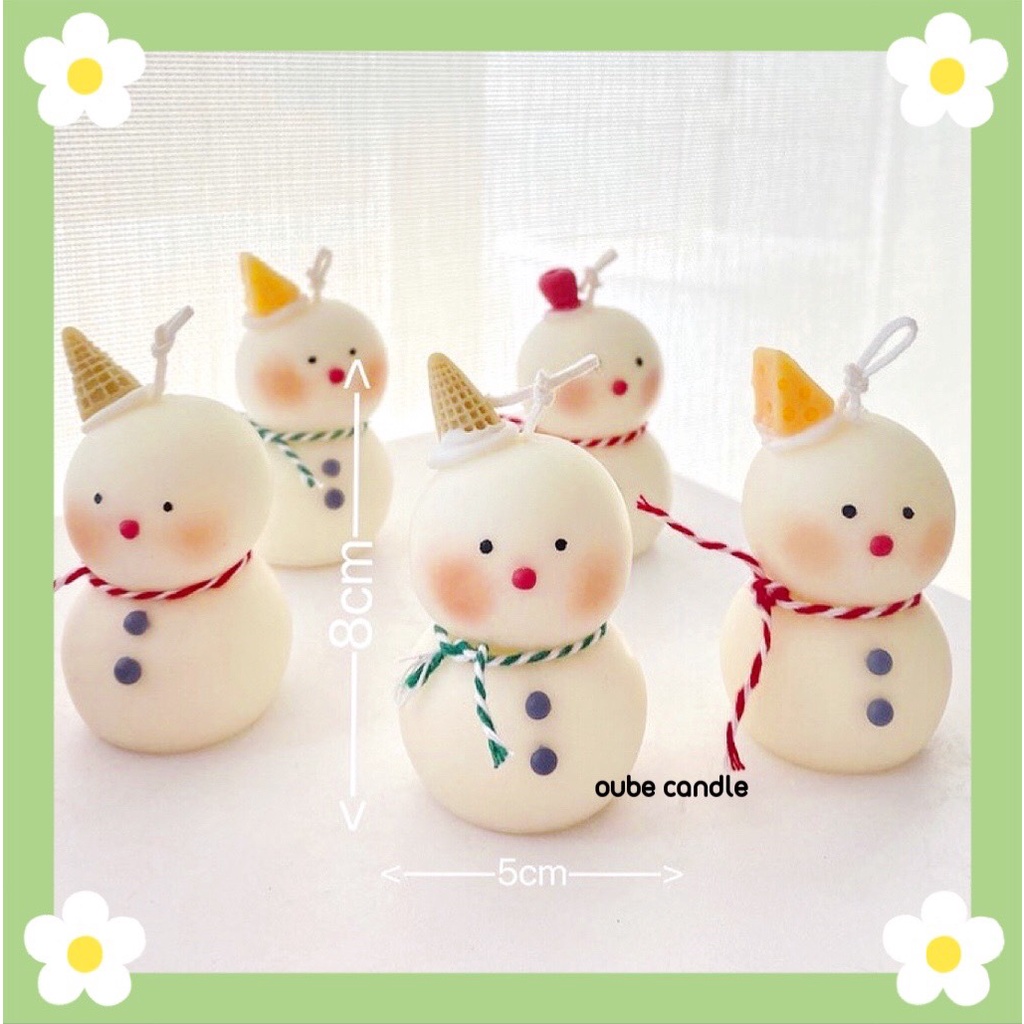 Nến Thơm Tinh Dầu Cao Cấp Thư Giãn Không Khói Hình Người Tuyết Làm Quà Tặng Trang Trí | Oube Candle NT69