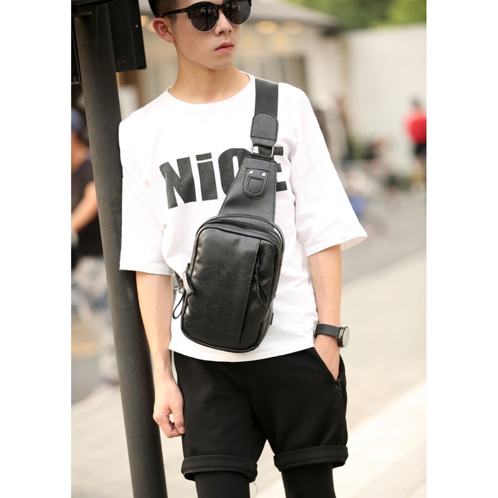 Túi Đeo Chéo Da Nam Thời Trang Công nghệ Có Cổng Sạc , Cổng Tai Nghe -T103 | BigBuy360 - bigbuy360.vn