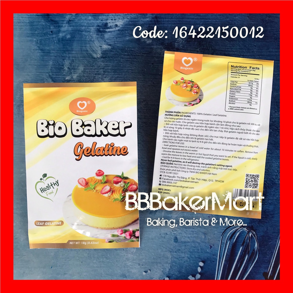 Gelatine LÁ BIO BAKER - 10 lá NHỎ (Khoảng 18gr)