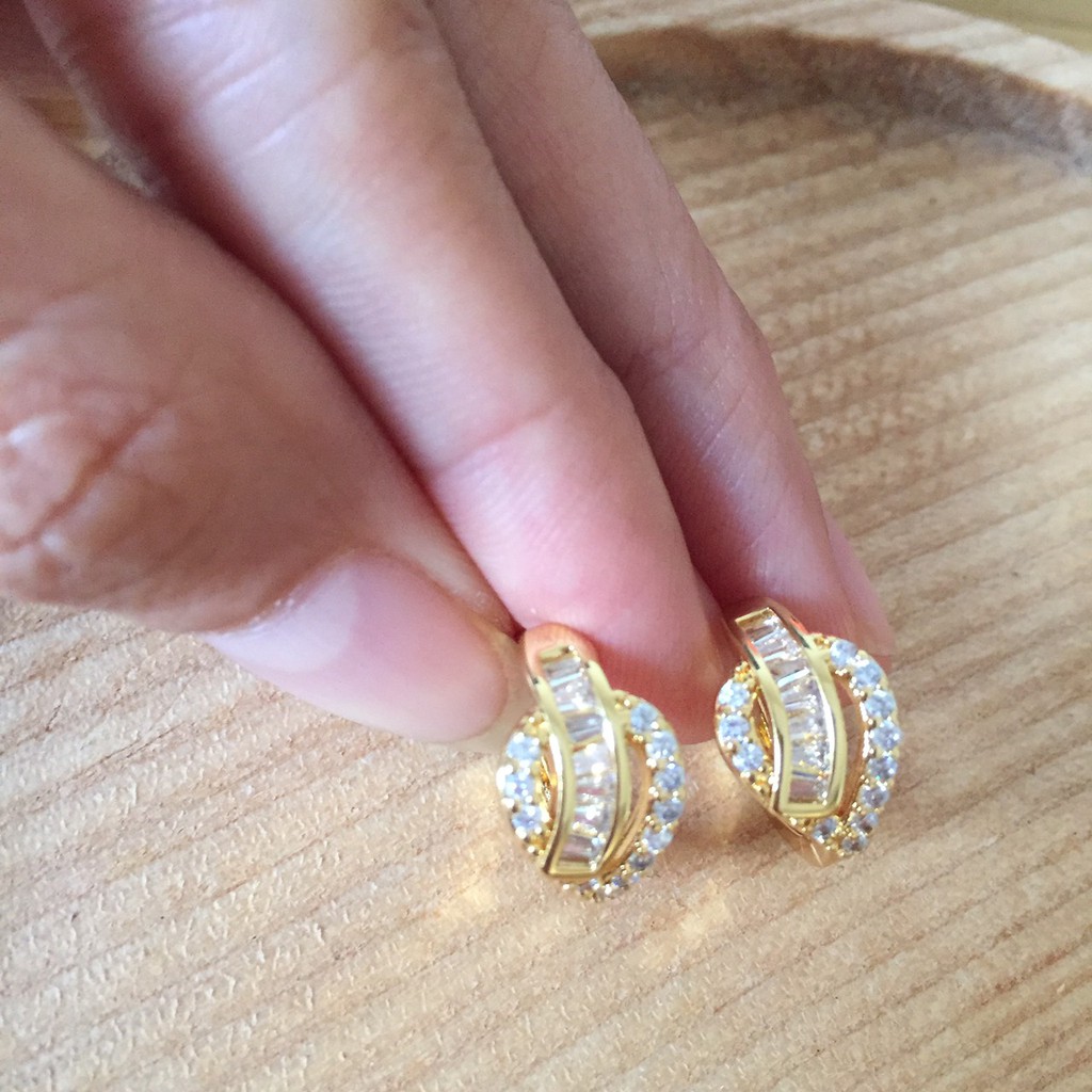 Khuyên tai Mạ vàng 18k đính đá T593 Hợp kim không rỉ S925 NaMoo Jewelry