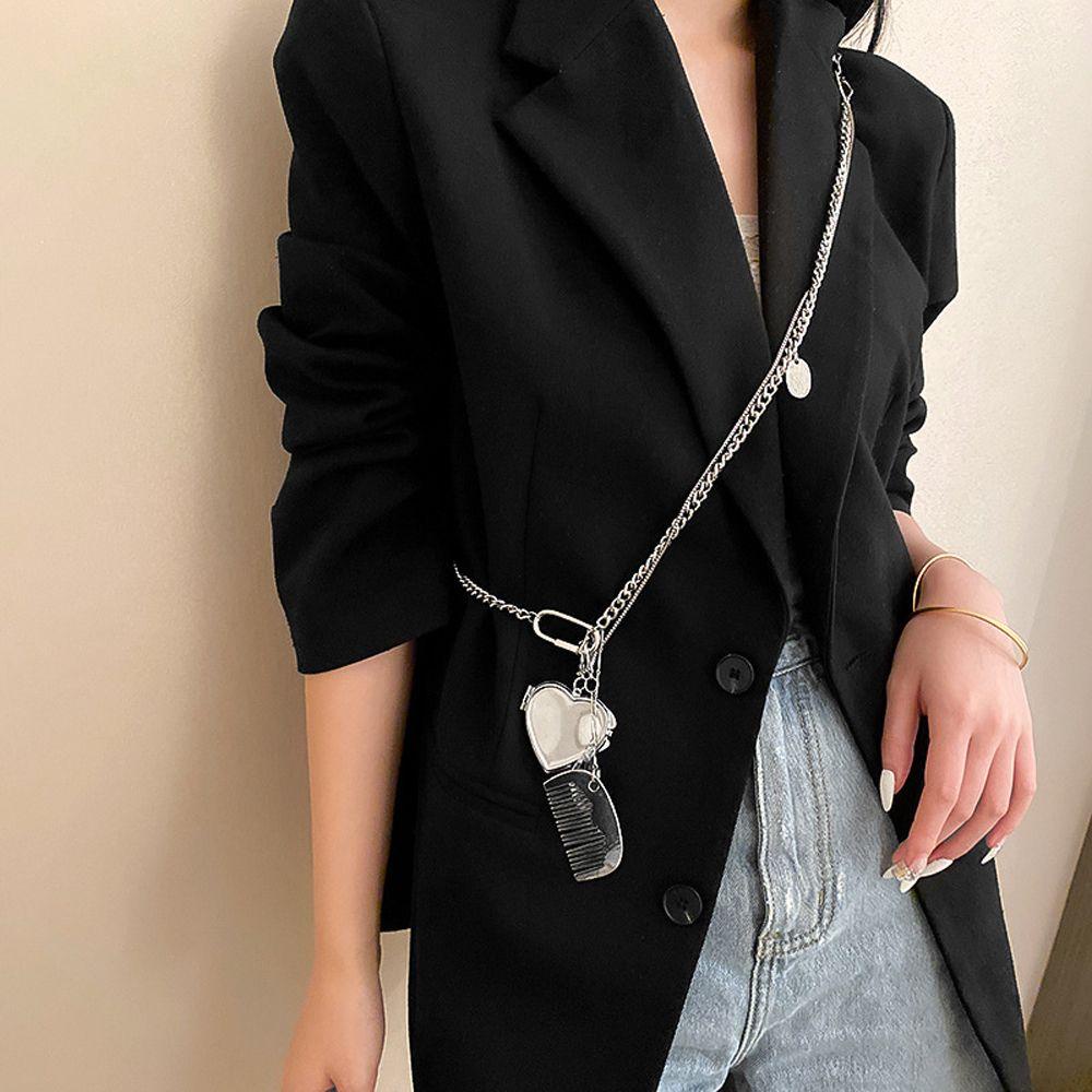 VANES1 Vòng cổ Mặt Lược Và Trái Tim Phong Cách Hàn Quốc