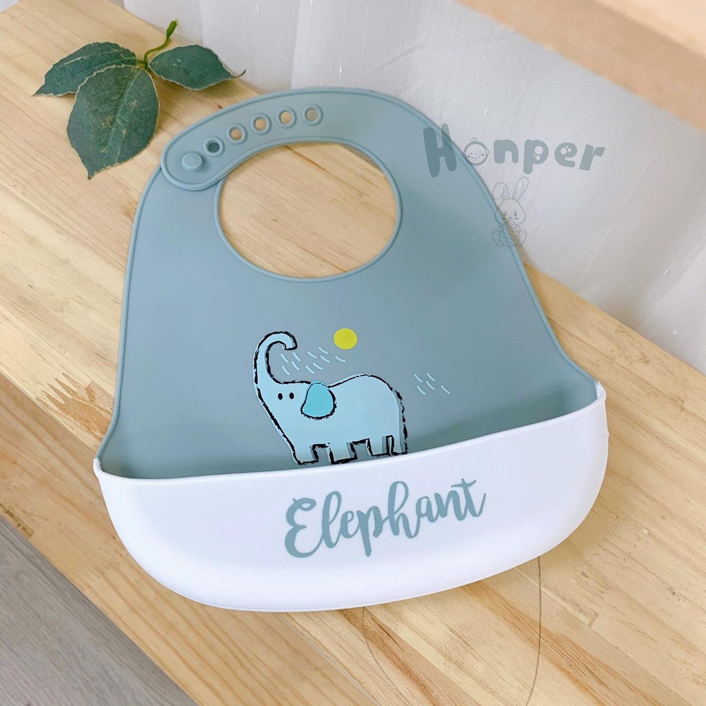 Yếm ăn dặm silicon Honper có máng họa tiết dễ thương cho bé – Lebebee