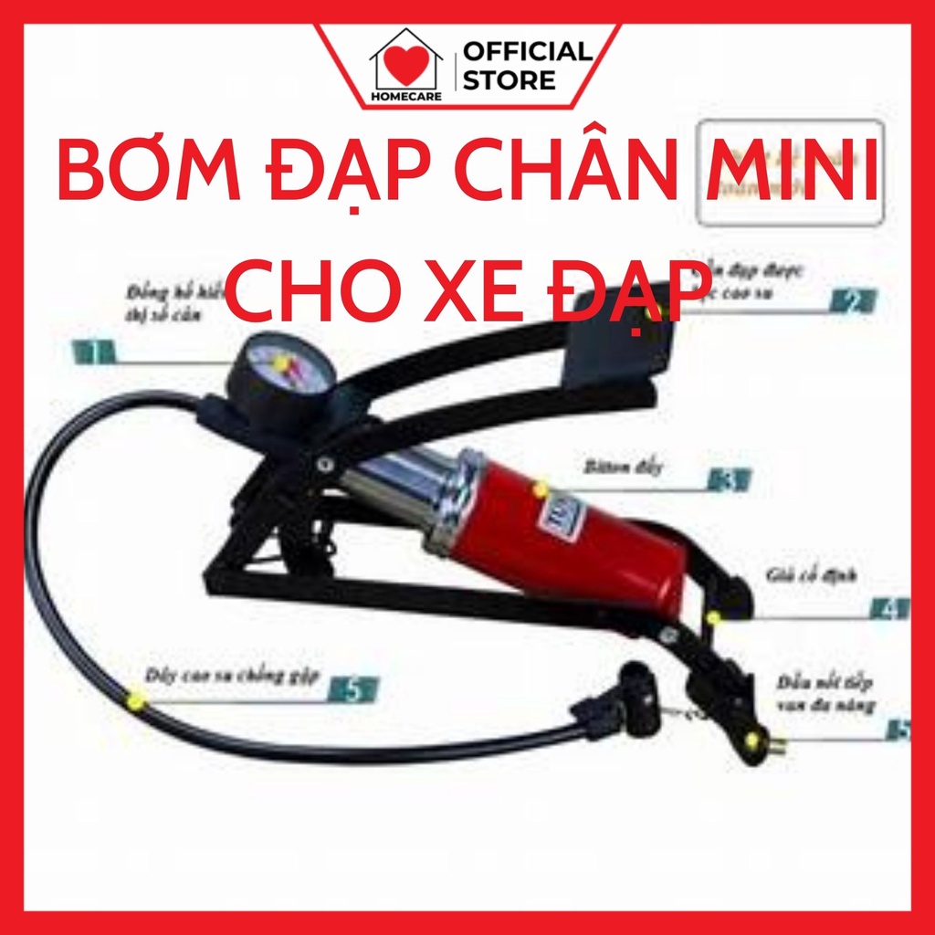 Bơm đạp chân mini cho xe đạp - xe máy