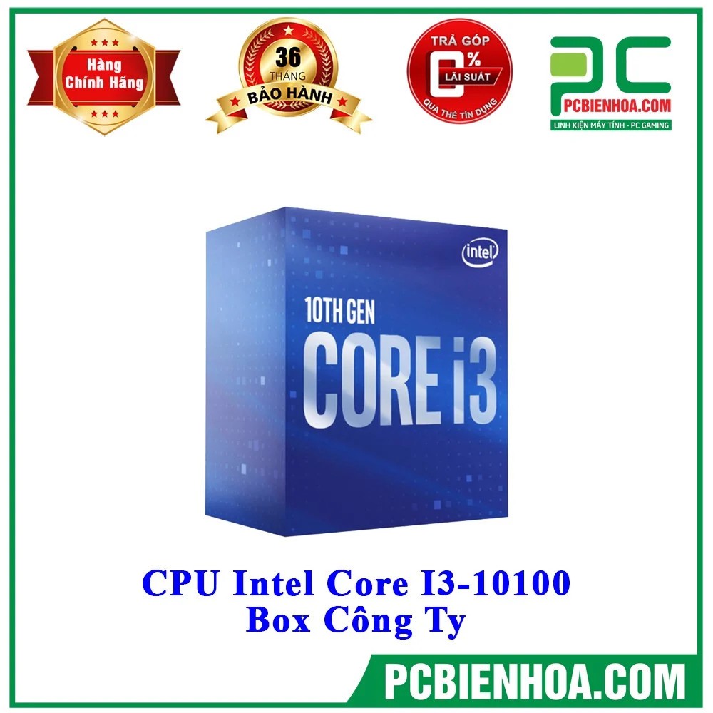 Bộ vi xử lý CPU Intel Core i3 10100 (3.6GHz turbo up to 4.3GHz, 4 nhân 8 luồng, 6MB Cache, 65W) Box