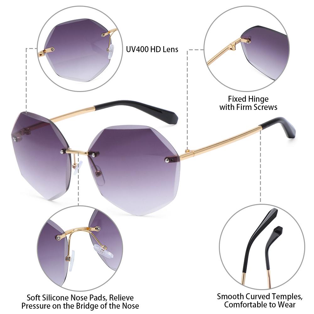 ESPO Kính Mát Không Gọng Chống Tia UV400 Phong Cách Vintage