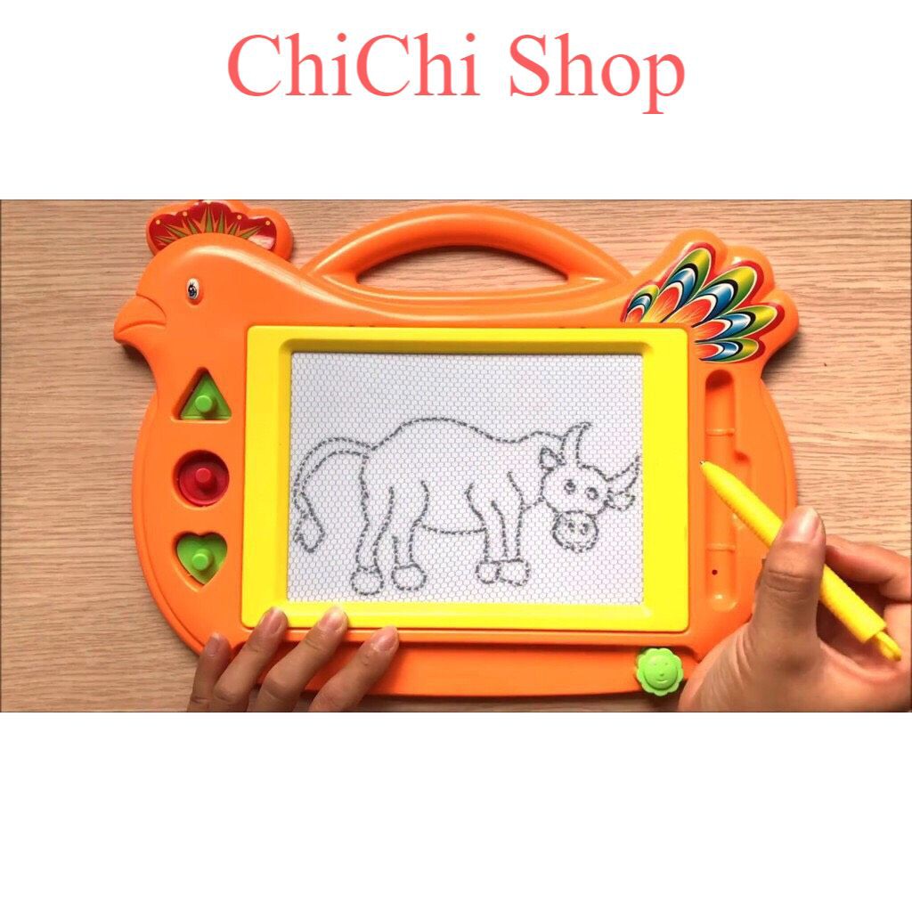 Đồ Chơi Bảng Từ Tự Xóa Thông Minh Hình Con Gà Cho Bé Tập Tô
