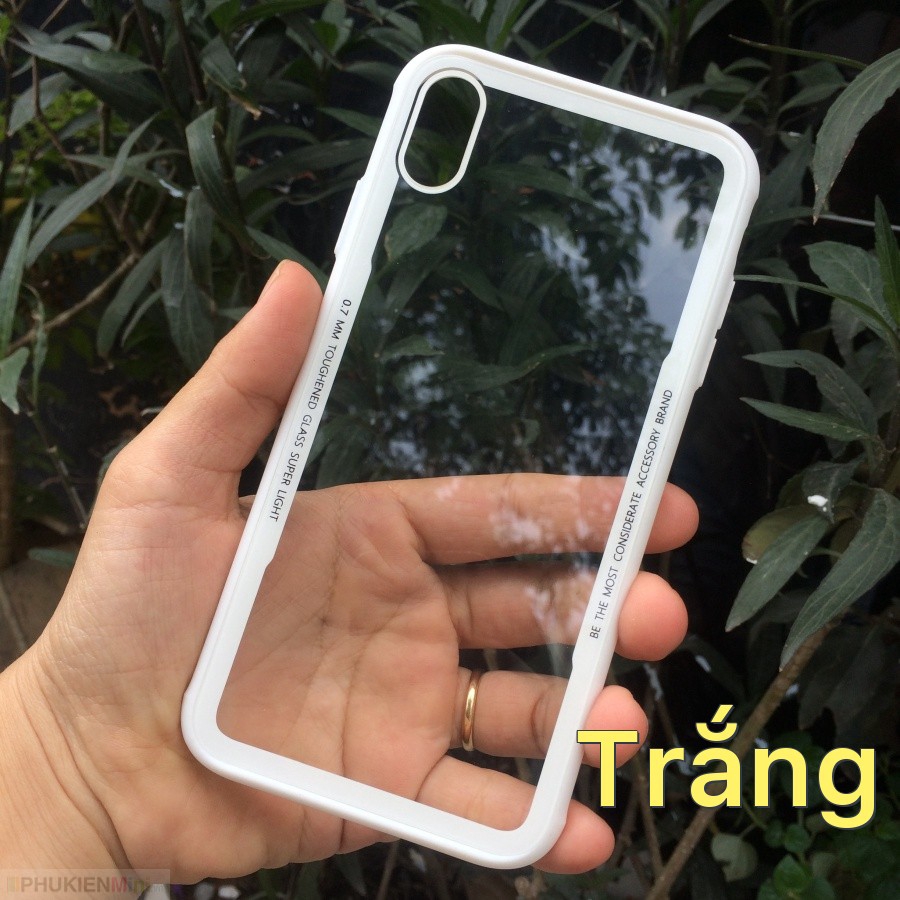 Ốp lưng Cafele nắp kính cường lực trong suốt không ố, viền màu dẻo chống sốc cho iPhone XS Max 6.5