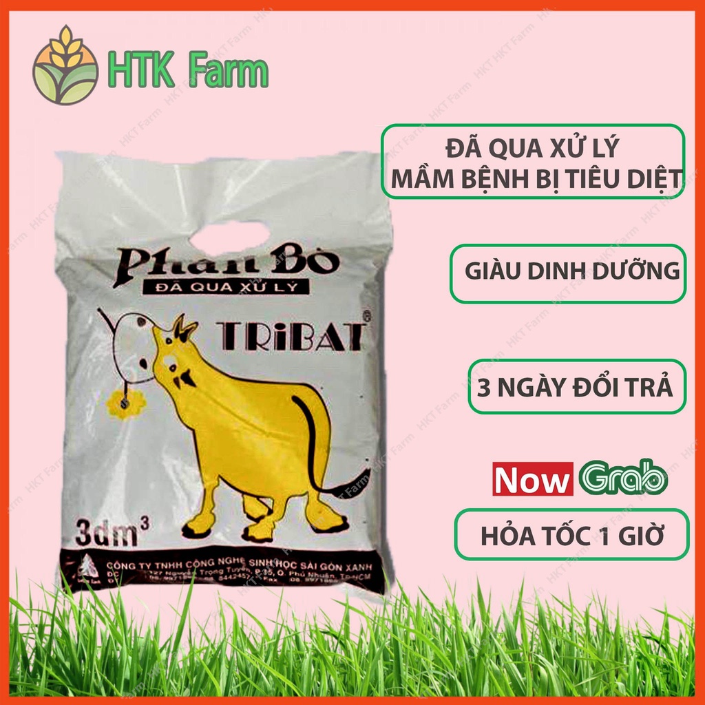 Phân Bò Tribat 3dm3 - Phân Bò Khô Đã Qua Xử Lý Tiêu Diệt Mầm Bệnh Bằng Nấm Đối Kháng Trichoderma