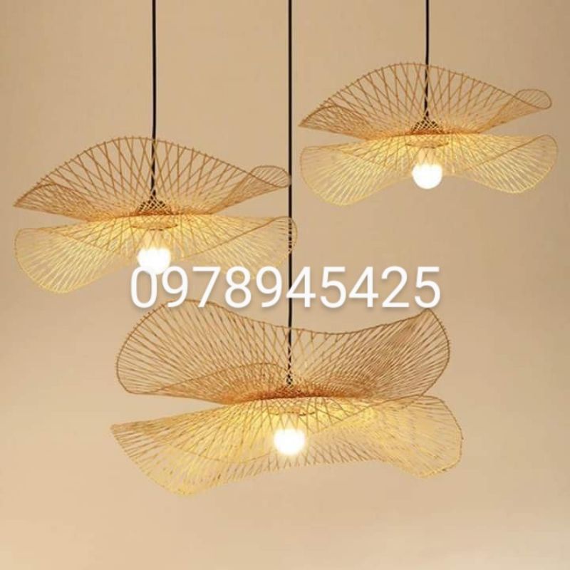 Đèn lá sen úp ngược/ Đèn mây tre lá sen