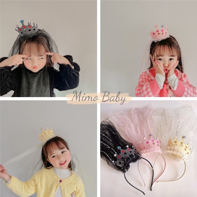 Bờm voan vương miện lấp lánh, bờm công chúa đáng yêu cho bé gái BD61 Mimo Baby