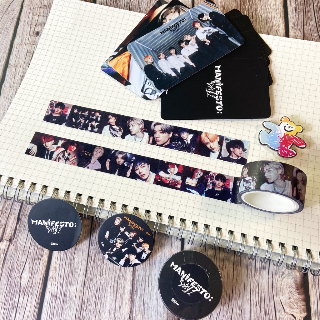 ENHYPEN Tape 5M Album mới &quot;MANIFESTO: DAY 1&quot; JUNGWON JAY SUNOO NI-KI Hình dán sổ lưu niệm của JUNGWON JAY SUNOO NI-KI