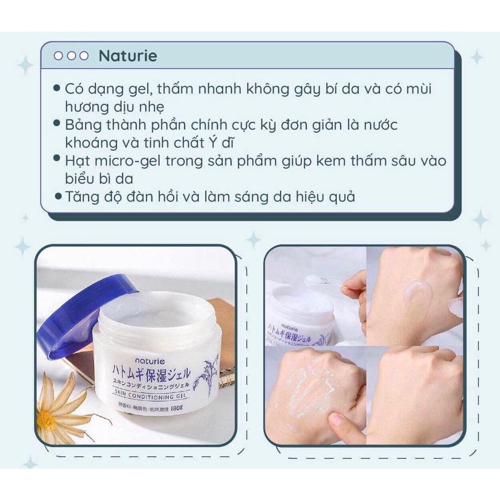 Kem dưỡng ẩm trẻ hoá da Ý dĩ Naturie Skin Conditioning Nhật Bản