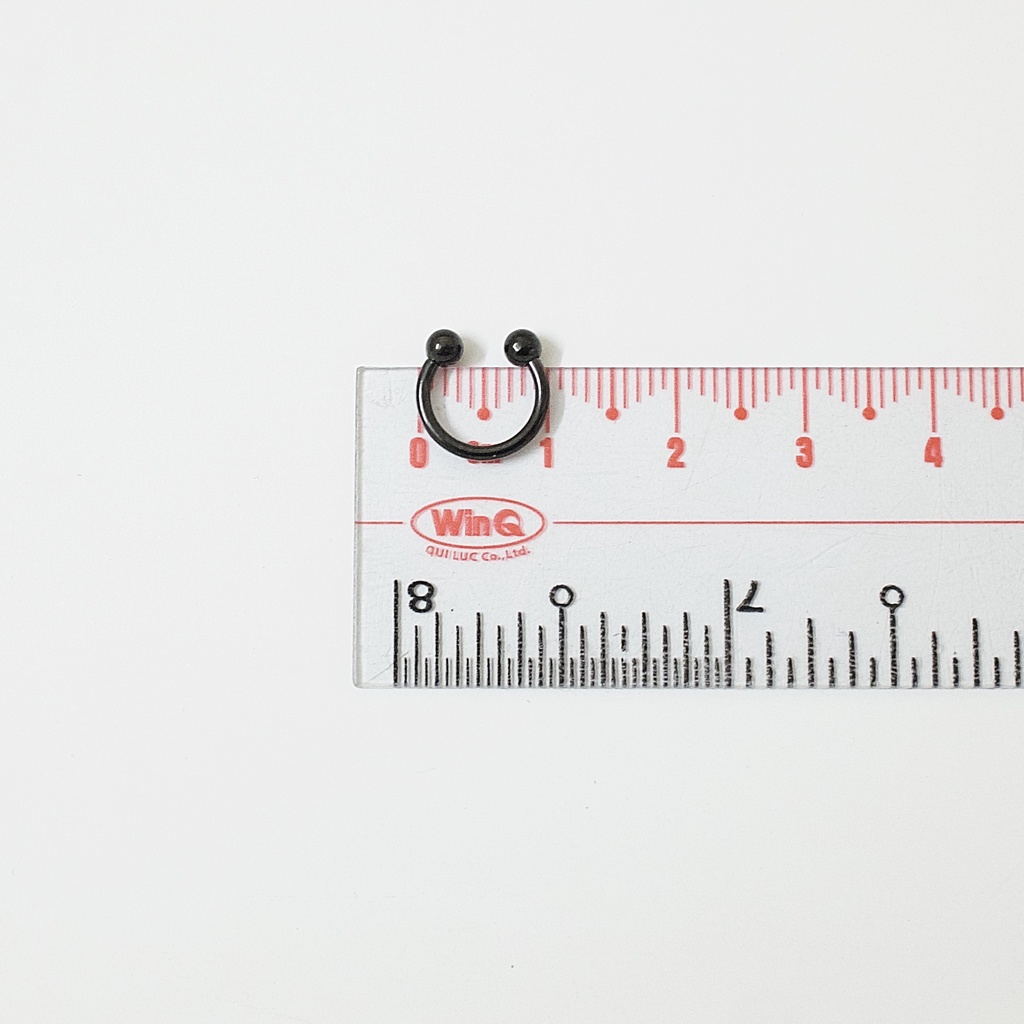 [ 1 Chiếc] Khuyên Tai Bông Tai Chữ U 2 Đầu Bi Tròn Nhiều Size Màu Đen Thép Y Tế Titan Thép Không Gỉ Cá Tính Phong Cách