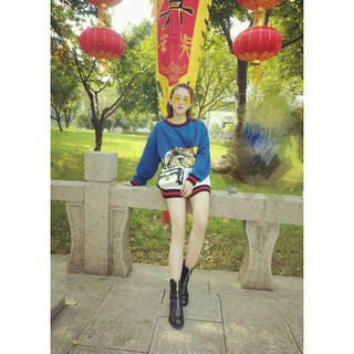 Bốt da cao cổ khóa trước