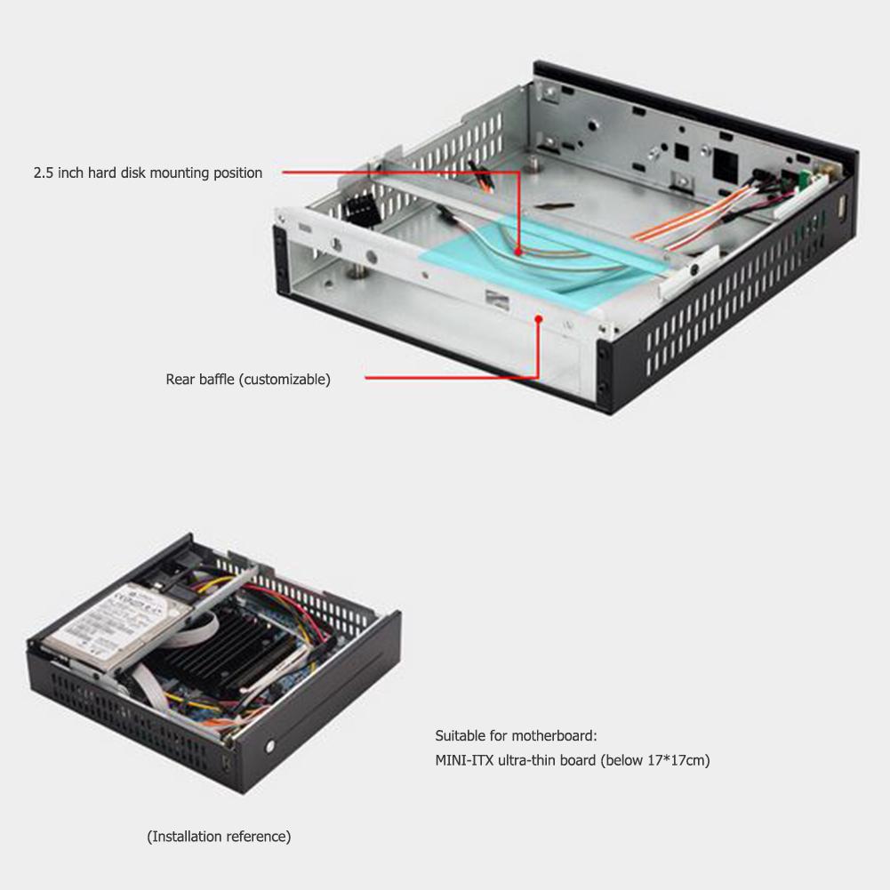 [rememberme]E-T3 Mini-ITX Case Box 0.8mm SECC Desktop Computer PC Chassis Support Wall Mount