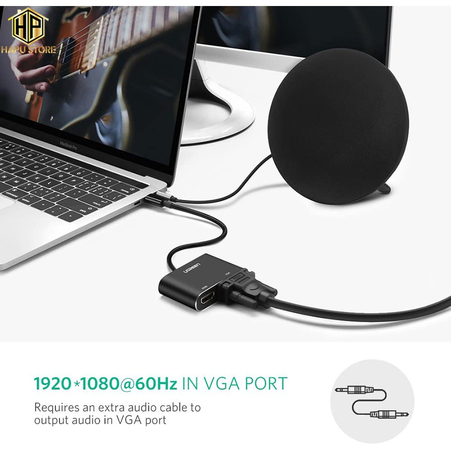 Cáp chuyển USB Type-C to HDMI và VGA Ugreen 50318 chính hãng - Hapustore