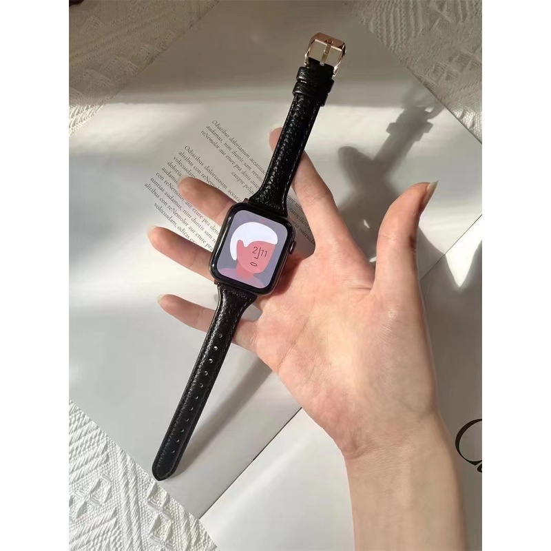 Dây đeo đồng hồ Apple Watch 45mm 40mm 44mm 38mm 42mm Series 7 SE 654321 Đồng hồ dây da thời trang cho nữ