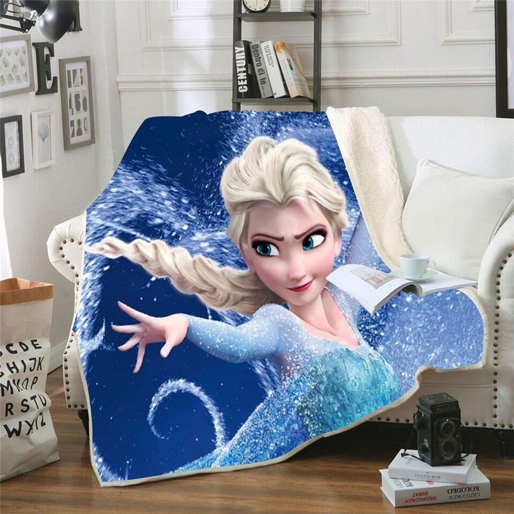 Chăn bông hình công chúa Elsa Anna siêu mềm