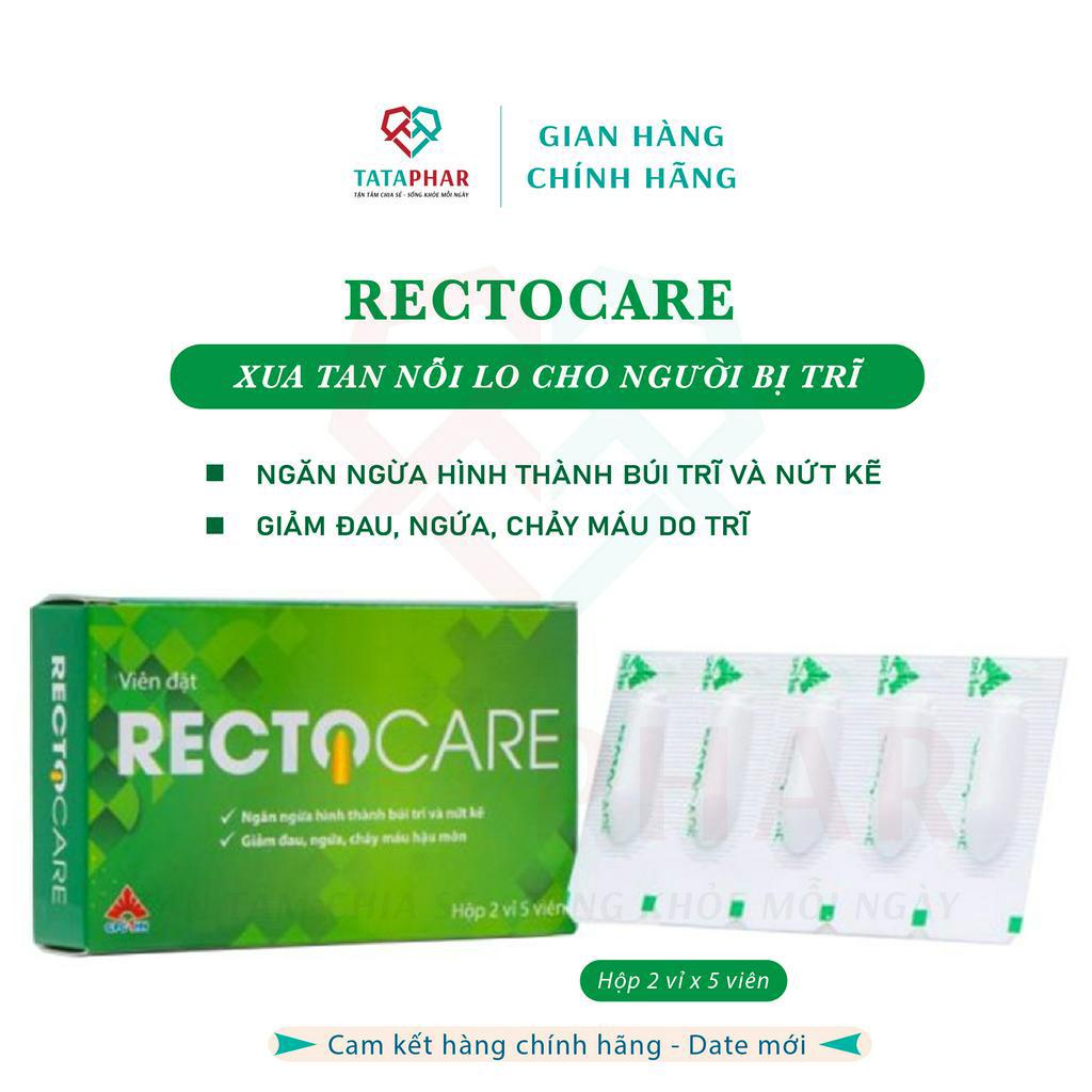 RECTOCARE - Viên đặt rectocare - Ngăn ngừa hình thành búi t.r.ĩ và nứt kẽ, giảm ngứa rát - Hộp 10 viên - Che tinh tế