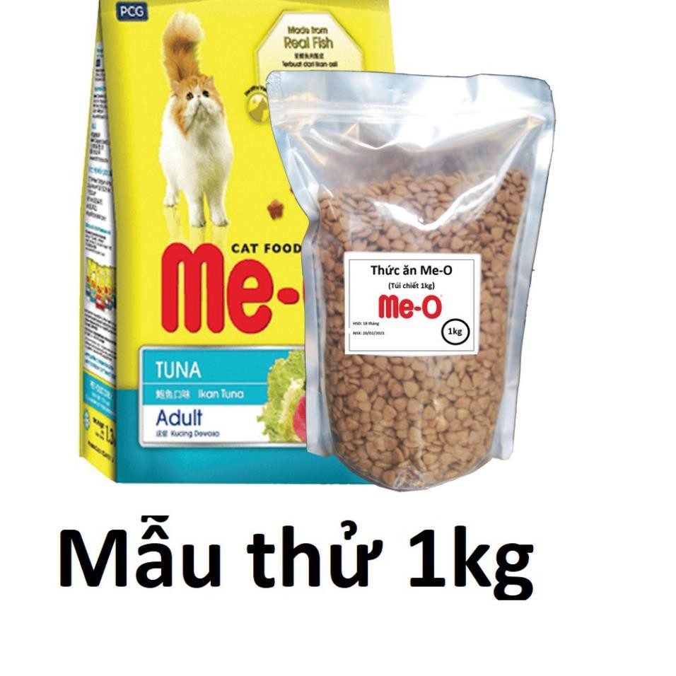 ((túi zip 1kg) Thức ăn cho mèo Me-o (3 vị) Cá ngừ, Cá thu và Hải sản thức ăn mèo lớn túi zip
