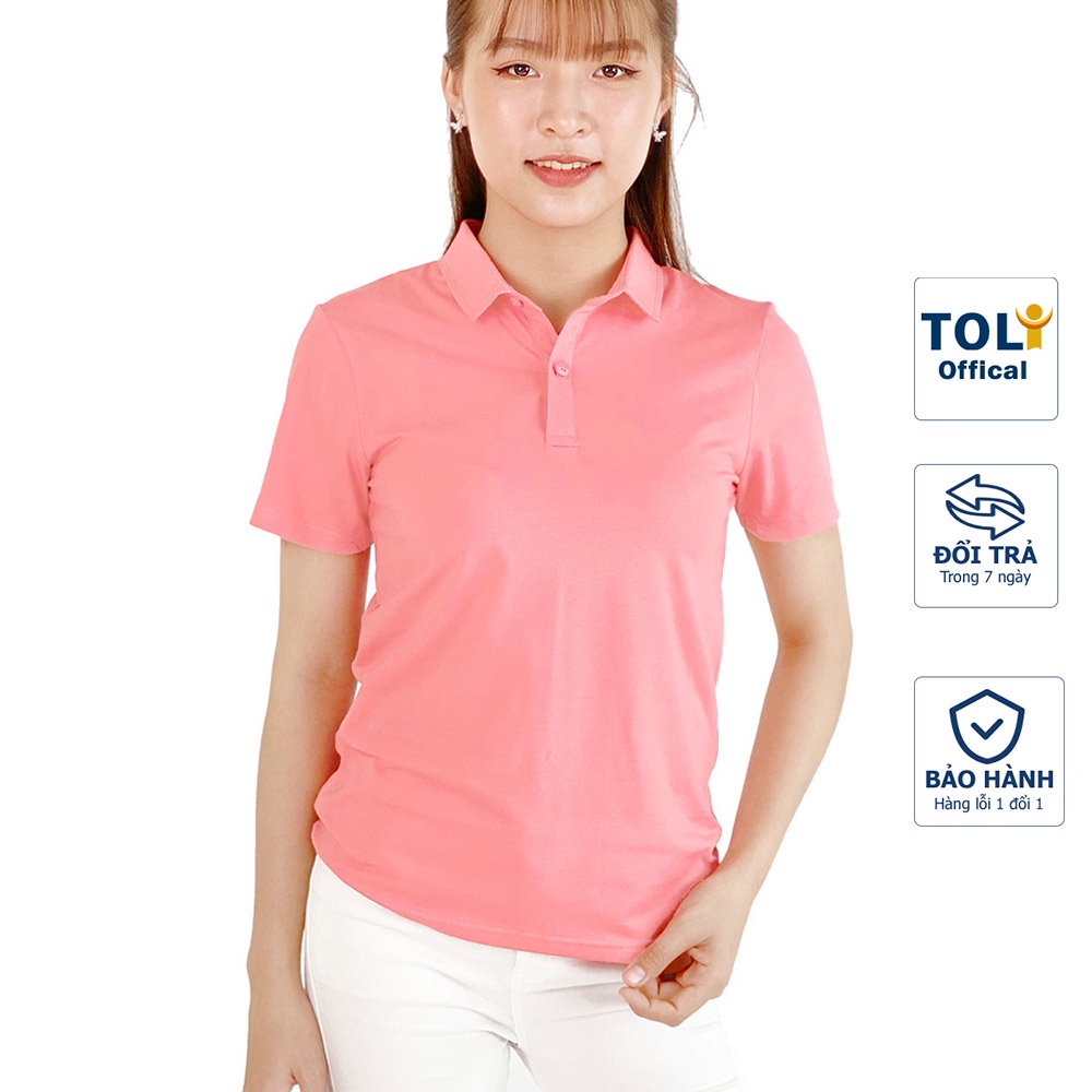 Áo thun nữ Cổ Sơ Mi (Cổ trụ) TOLI, chất cotton 4 chiều mềm mịn, co dãn Màu Hồng Ruốc