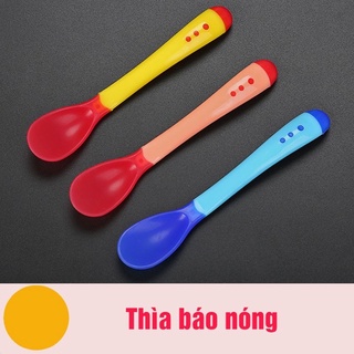 Thìa silicon báo nóng cho bé ăn dặm, muỗng tập ăn trẻ em