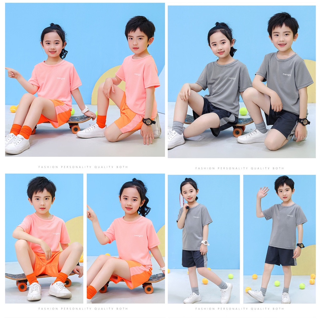 Bộ Áo Thun Ngắn Tay + Quần Short Thời Trang Mùa Hè 100-160cm Dành Cho Bé