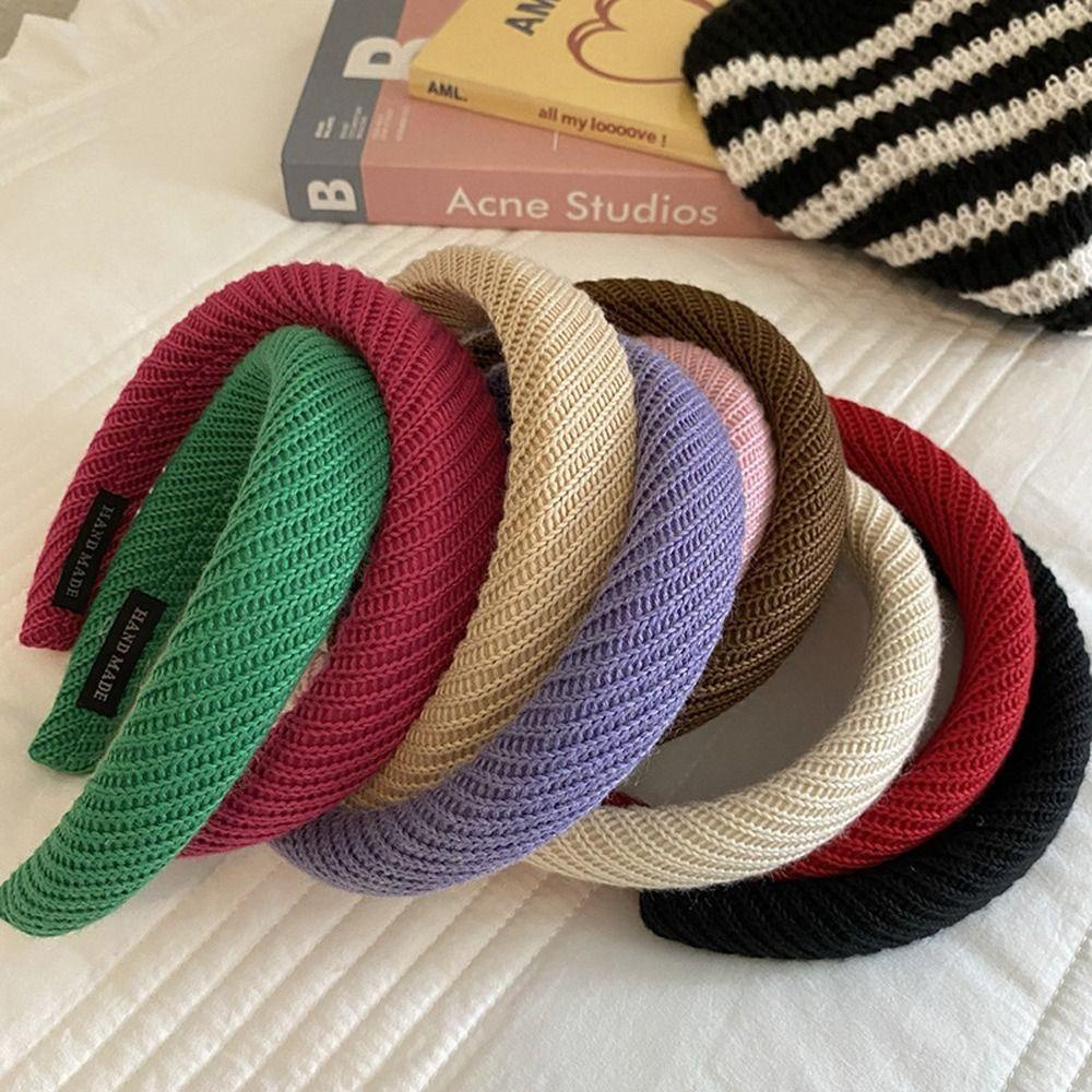 ANEMONE Băng Đô Cài Tóc Dệt Kim Màu Sắc Trơn Phong Cách Cổ Điển Thời Trang Cho Nữ