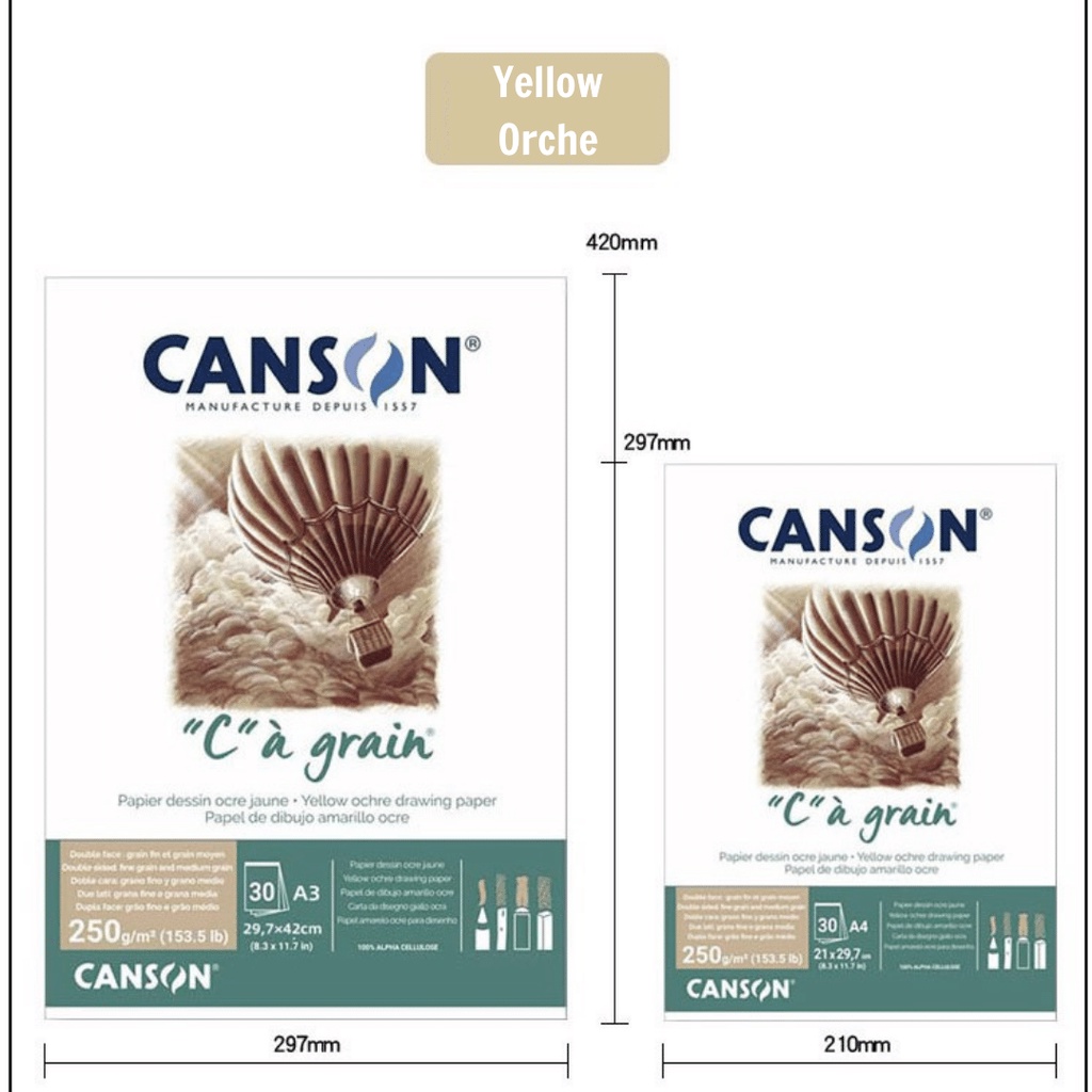|Order| Giấy Vẽ Canson "C" à grain - 250gsm - 30 Tờ - Canson
