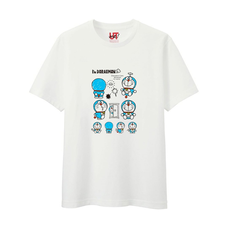 Áo Thun Tay Ngắn In Hình Mèo Máy Uniqlo Doraemon Trẻ Trung Cho Nam Nữ