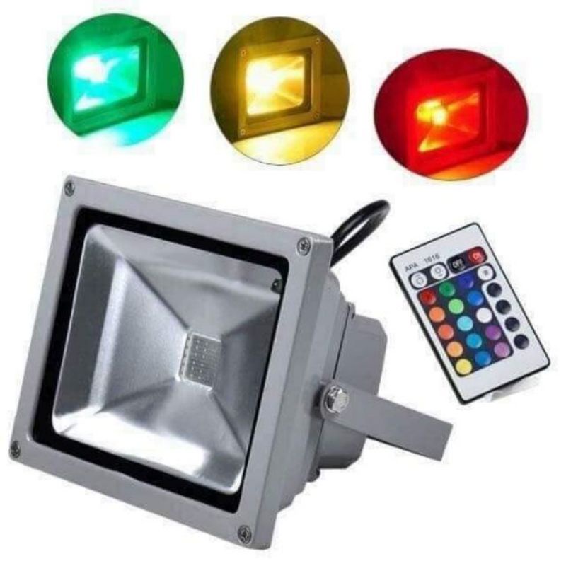 Đèn pha led đổi màu RGB 10w 20w 30w 50w có điều khiển - Đèn led RGB chiếu sáng - Đèn pha chống nước sử dụng ngoài trời