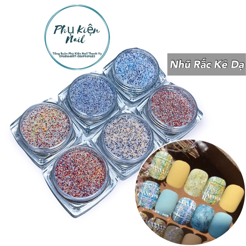 Nhũ rắc kẻ dạ, sét 6 hũ nhũ nail [Thanh Vy Nail]