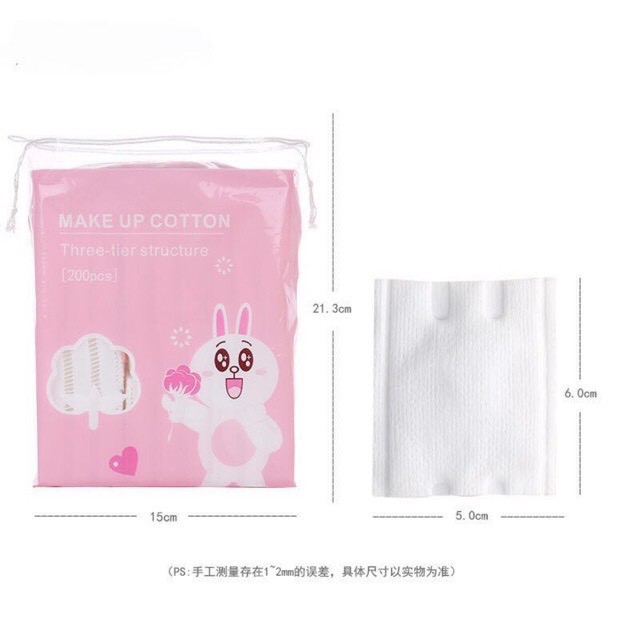 Bông tẩy trang Makeup cotton line friend (200 miếng) chất vải cotton mềm, không xơ, không chà xát da mặt_Mymy Cosmetic