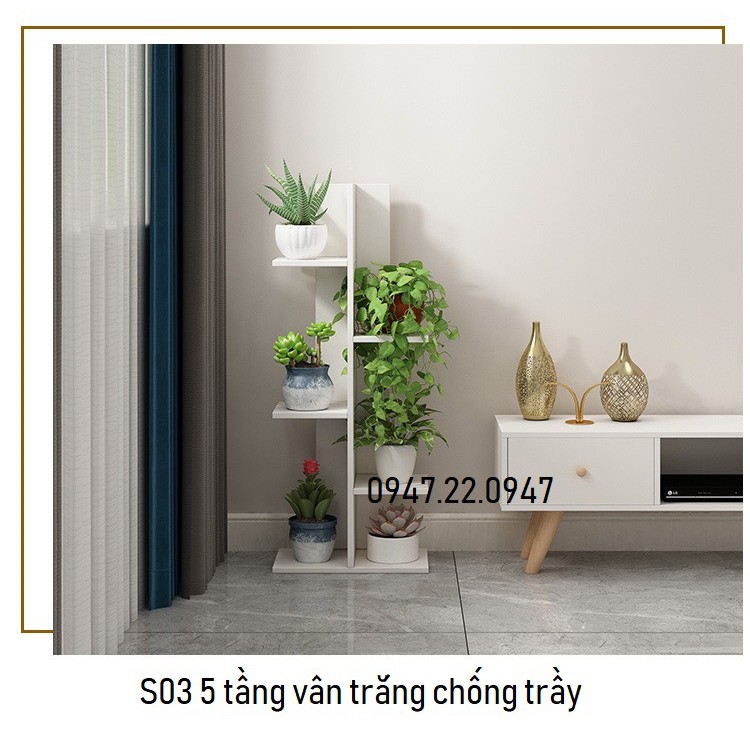 Kệ Sách Đứng - Kệ Để Chậu Cây - Kệ Đa Năng 5 Tầng Hàng Cao Cấp Vân Gỗ Chống Trầy.