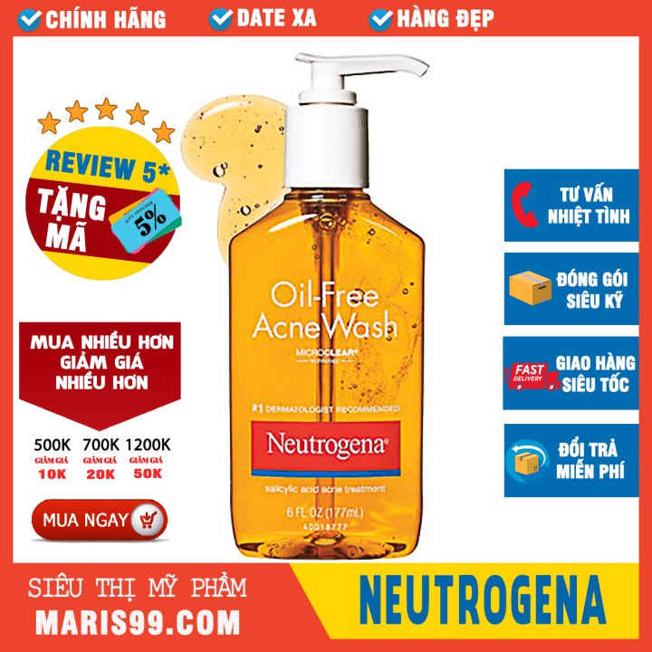 Sữa Rửa Mặt Neutrogena Oil Free Acne Wash (177ml)