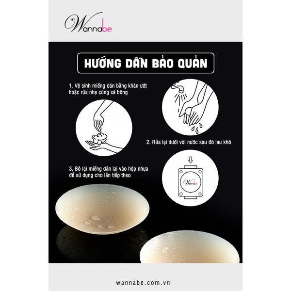 Miếng dán nhũ hoa WANNABE DTS02 dán ti silicon y tế không keo bám chặt người nhờ nhiệt tự thân, không keo không kích ứng