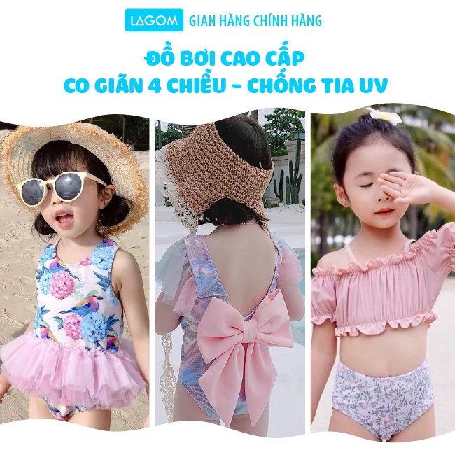 Đồ Bơi Bé Gái 1 Mảnh Công Chúa - Họa Tiết Nơ Cài Sau Lưng Điệu Đà