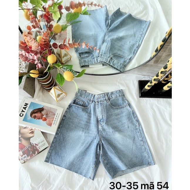 Quần Short Ngố Jean Nữ Lưng Cao Trơn Lai Tua Bigsize Đến 80kg Ms54