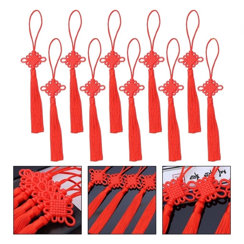 Mặt Dây Chuyền Thắt Nút Thủ Công Tua Rua Tinh Tế Phong Cách Trung Hoa Có Thể Tái Sử Dụng Làm Đồ Trang Trí Cho Năm Mới