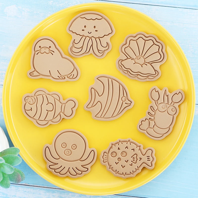 Set 8 Khuôn Làm Bánh Quy Tạo Hình Sinh Vật Biển 3D Dễ Thương