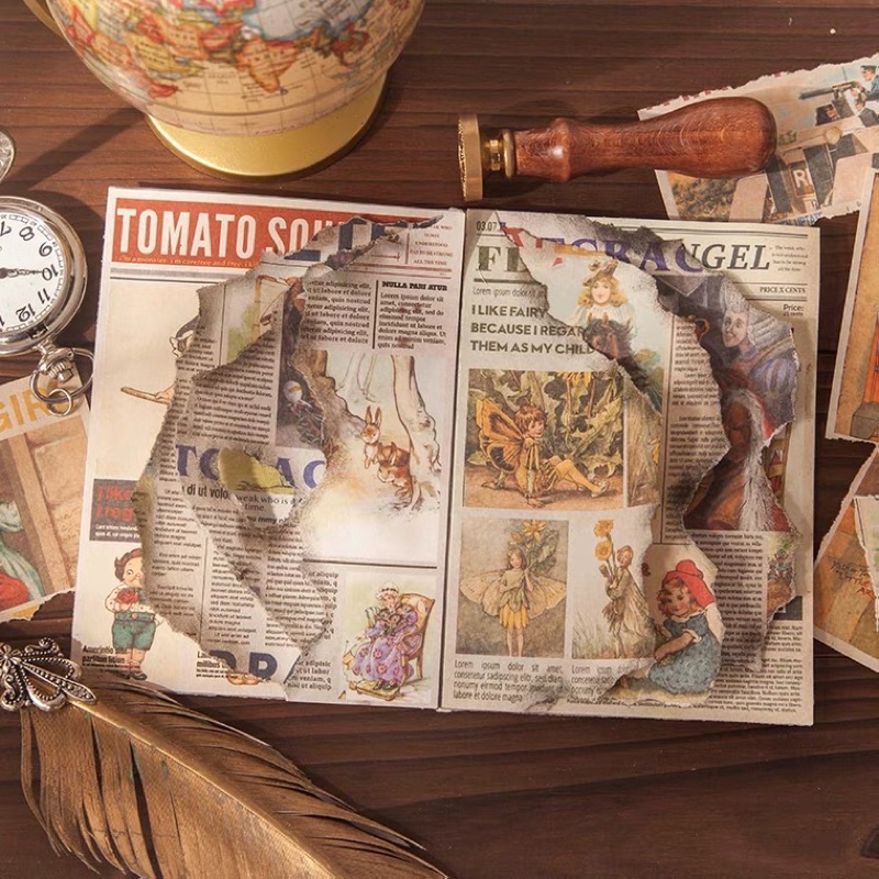 Set 60 Tờ Giấy Báo Chữ Phong Cách Vintage Cổ Điển Trang Trí Bullet Journal Mẫu Mới 2022