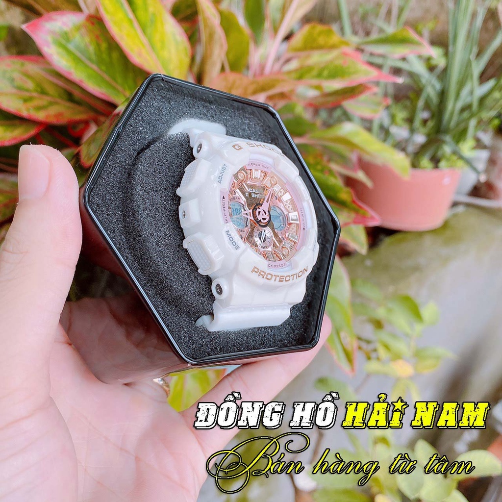 Đồng hồ nữ G-Shock.GA120.[Hải Nam] Màu Trắng Hồng,Mặt 46mm,dây cao su thể thao nam nữ cá tính