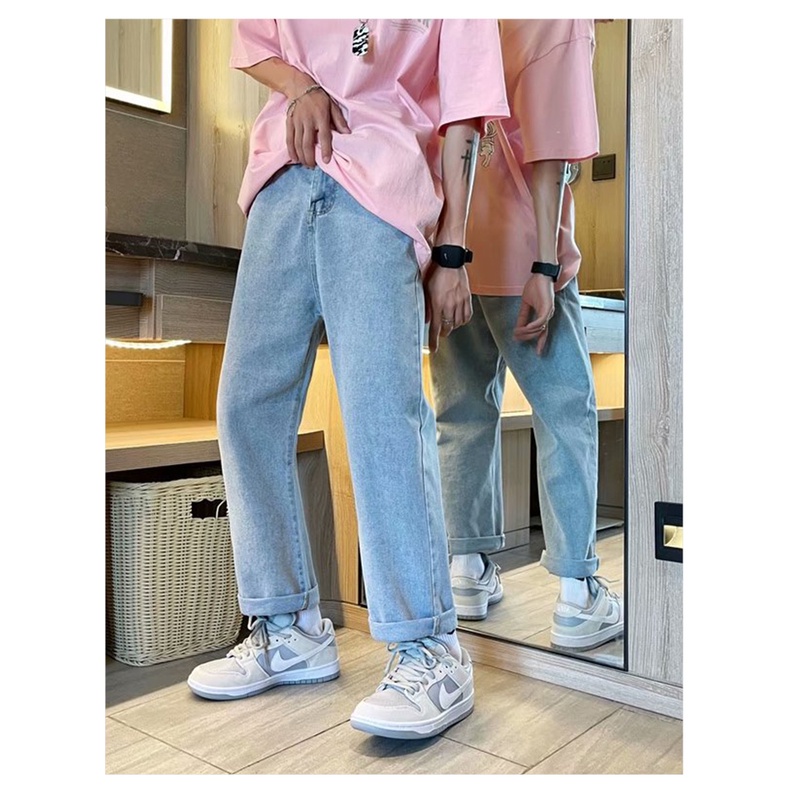 Quần jean baggy nam nữ màu xanh chất liệu dày dặn không phai màu - J90