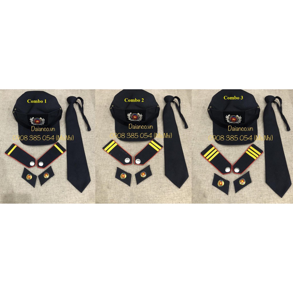 Combo 4 món phụ kiện đính kèm đồng phục bảo vệ (NBV+CV+VA+CVAT)- Hình thật