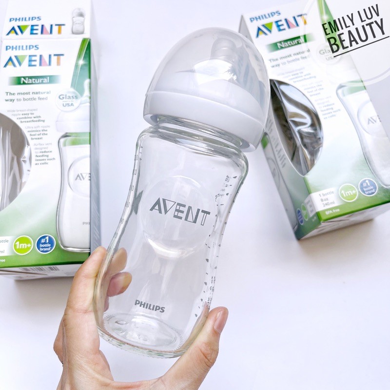 [Sản xuất tại Mỹ]Bình sữa thủy tinh Philips Avent Natural 125/260ml